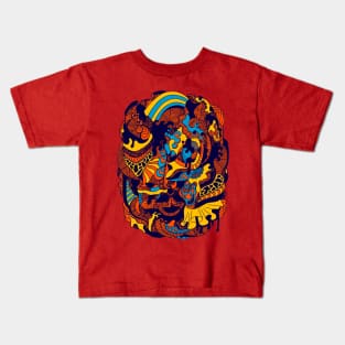 Orange Blue Abstract Wave of Thoughts No 2 Kids T-Shirt